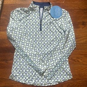 SanSoleil UV Protection Printed Long Sleeve Golf Quarter Zip